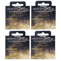 Drennan Hooks To Fluorocarbon Barbless Acolyte Carp Pellet